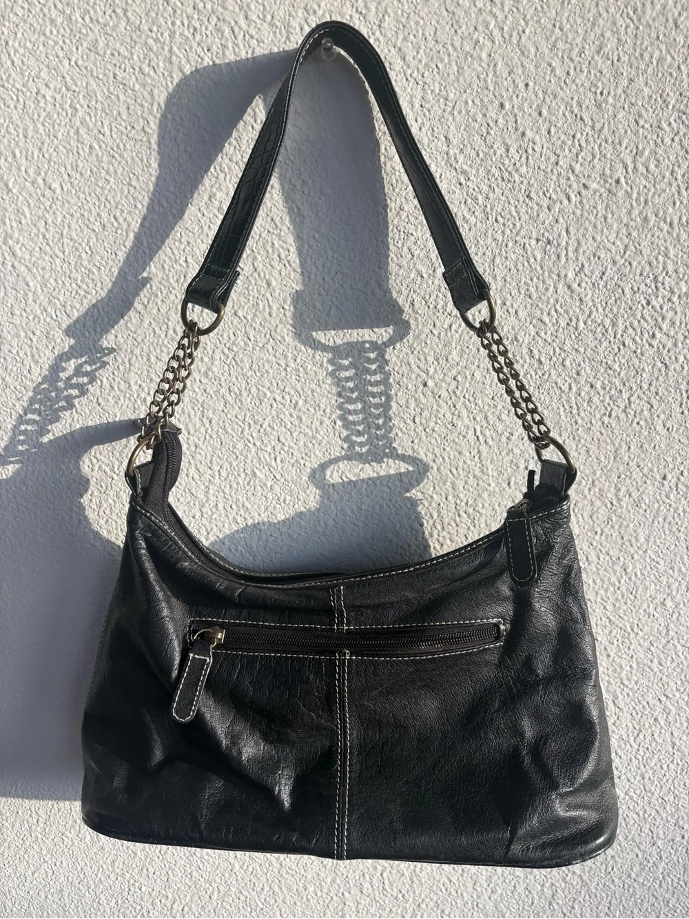 Y2K Leather Shoulder Bag - Black